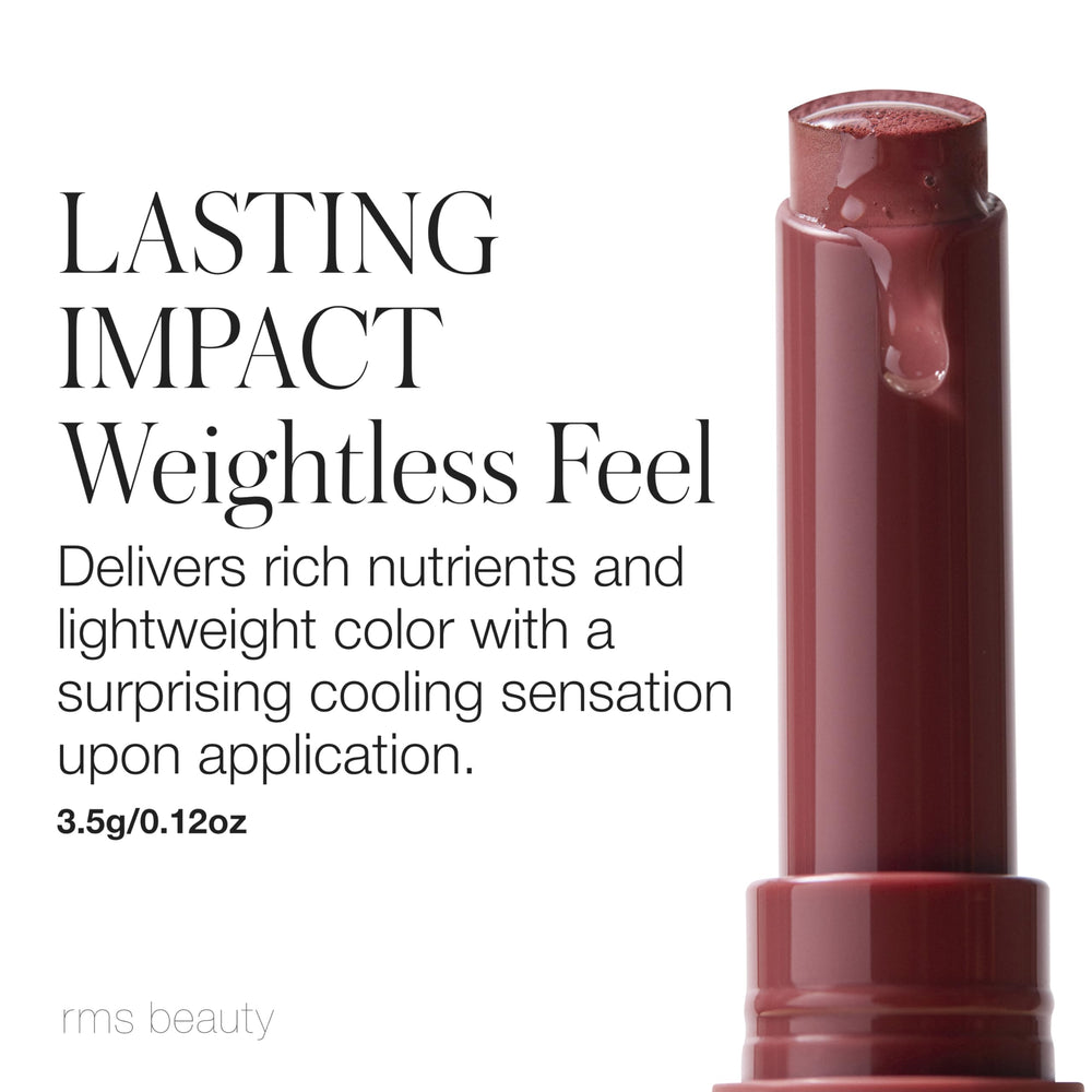 RMS Beauty Legendary Serum Lipstick The Nudes texture close-up shows creamy oils