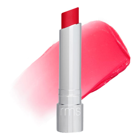 RMS Beauty Tinted Daily Lip Balm applied on lips for sheer hydration.