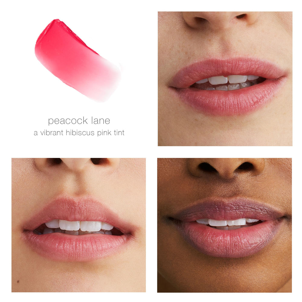 RMS Beauty Tinted Daily Lip Balm packaging close-up highlighting fragrance-free formula.
