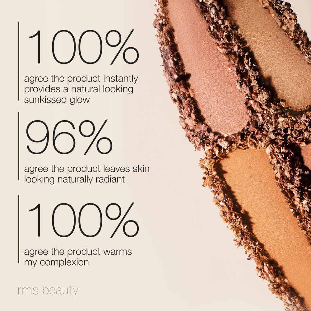 RMS Beauty Redimension Hydra-Bronzer gel-to-powder transition reveals luminous, skin-friendly glow.