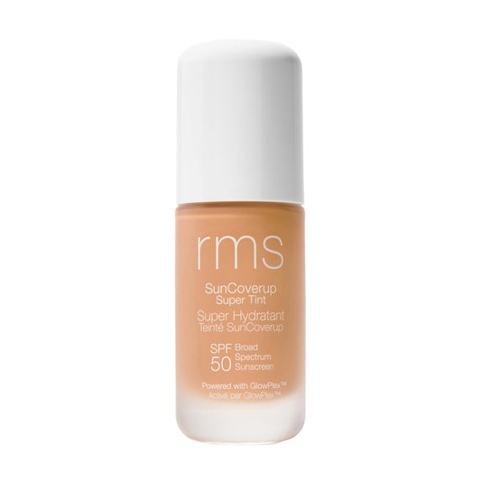 RMS SunCoverup SPF 50 tube close-up showing creamy tint for even skin tone