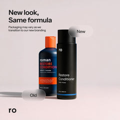 Ro Men's Revive Shampoo and Conditioner on counter in a dual-pack display.