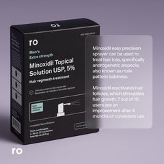 Ro Roman minoxidil nozzle close-up showing easy spray application