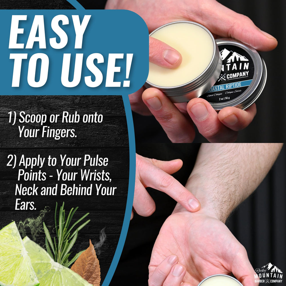 Rocky Mountain Solid Cologne Coastal Riptide offers long-lasting scent without overpowering.