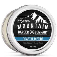 Rocky Mountain Solid Cologne Coastal Riptide packaging tin for travel-ready use.