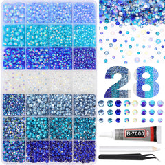 RODAKY blue rhinestones nails kit with mixed sizes for dazzling nail art