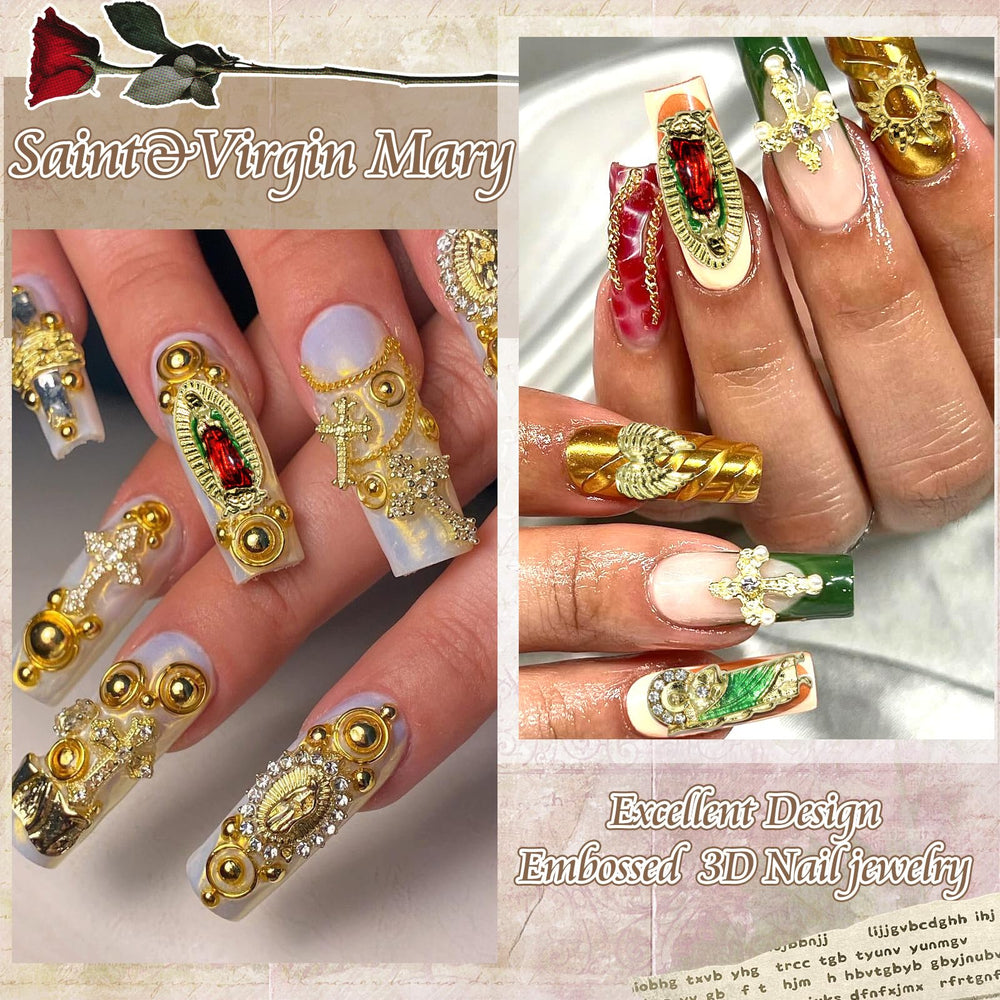 Rodaky gold nail charms with a 3D heart for romantic manicure sparkle.