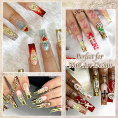 Rodaky gold nail charms with crystal accents for long-lasting wear on nails.