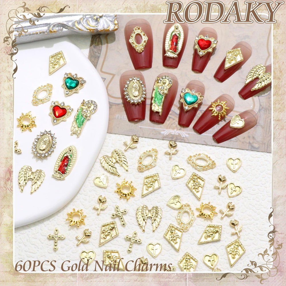 Rodaky gold nail charms value pack showing variety for versatile nail art looks.