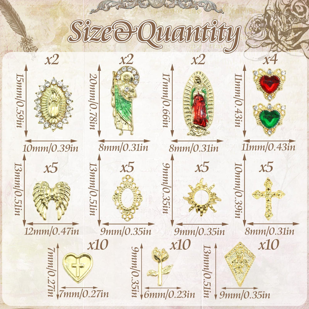 Rodaky gold nail charms with a rose motif for delicate floral shimmer on nails.