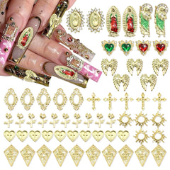 Rodaky gold nail charms featuring Virgin Mary for elegant, uplifting nail art.