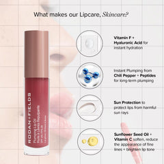 RODAN + FIELDS SPF 28 lip oil protecting delicate lip skin from sun exposure.