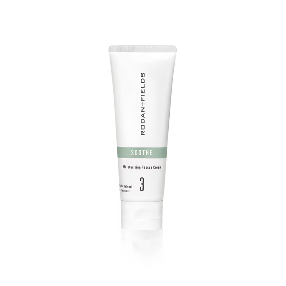 Rodan + Fields Soothe Rescue Cream jar ready for daily hydration on dry skin
