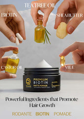 Rodante Beverly Hills Biotin ingredients castor oil tea tree vitamin E near label.