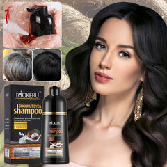 Roivikis MOKERU shampoo being applied for a 15–20 minute gray hair color quick refresh.