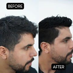 Rolda Black Pomade applying to hair for easy styling with medium hold.