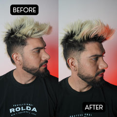 Hands applying Rolda Freestyle Pomade for controlled, everyday styling.