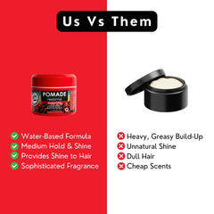 Keratin complex strengthens and smooths hair with Rolda Pomade.