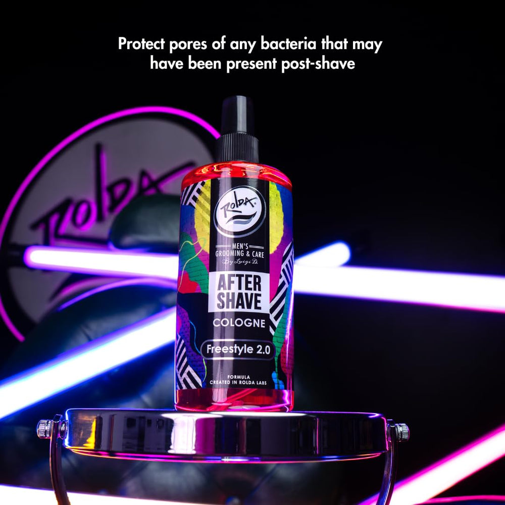 Rolda Freestyle label close-up highlighting citrus notes and clean skin benefits.