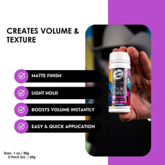Easy-to-use Rolda powder for quick, on-the-go styling.