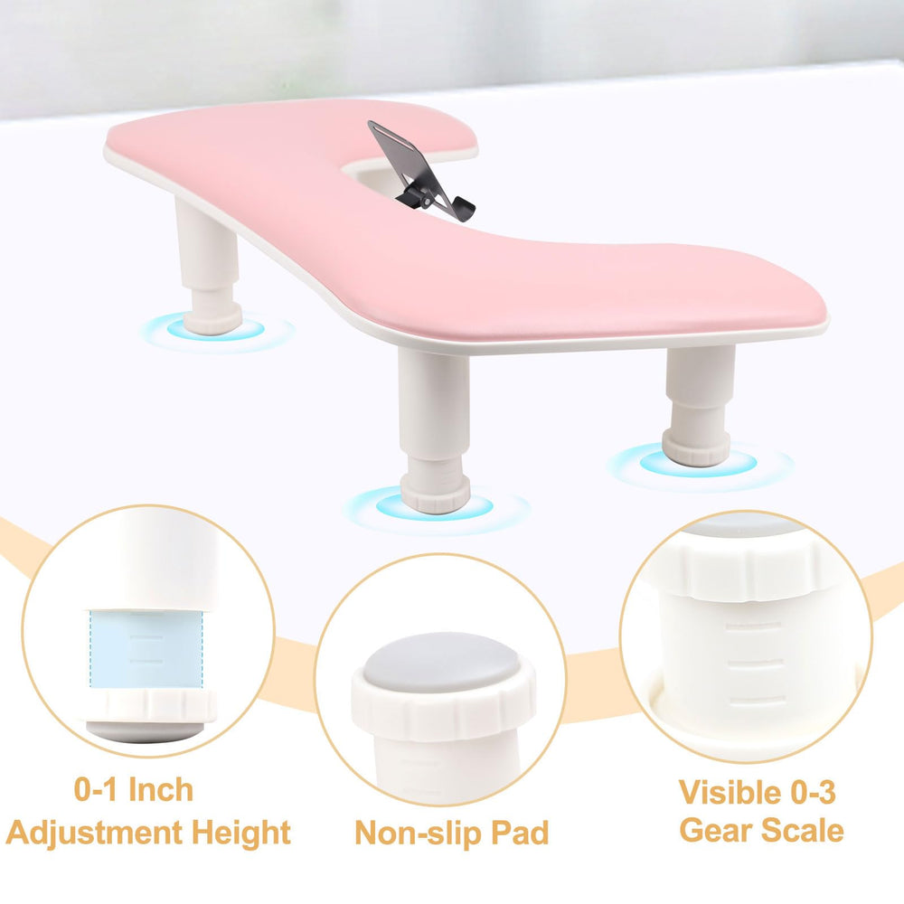 Rolomanve arm rest nails tech U-shape design supports relaxed posture.