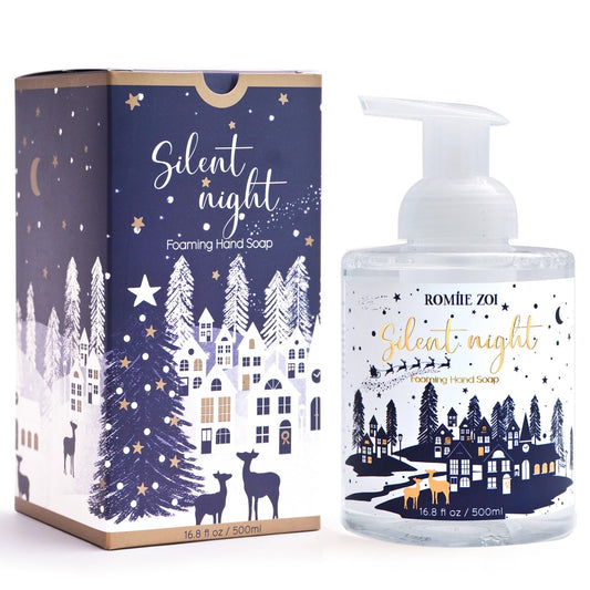 ROMIIE ZOI christmas foaming hand soap bottle with festive gift-ready design