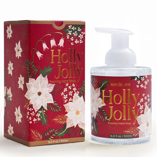 ROMIIE ZOI holly-jolly bottle with festive design and citrus-pine aroma for holiday hand care