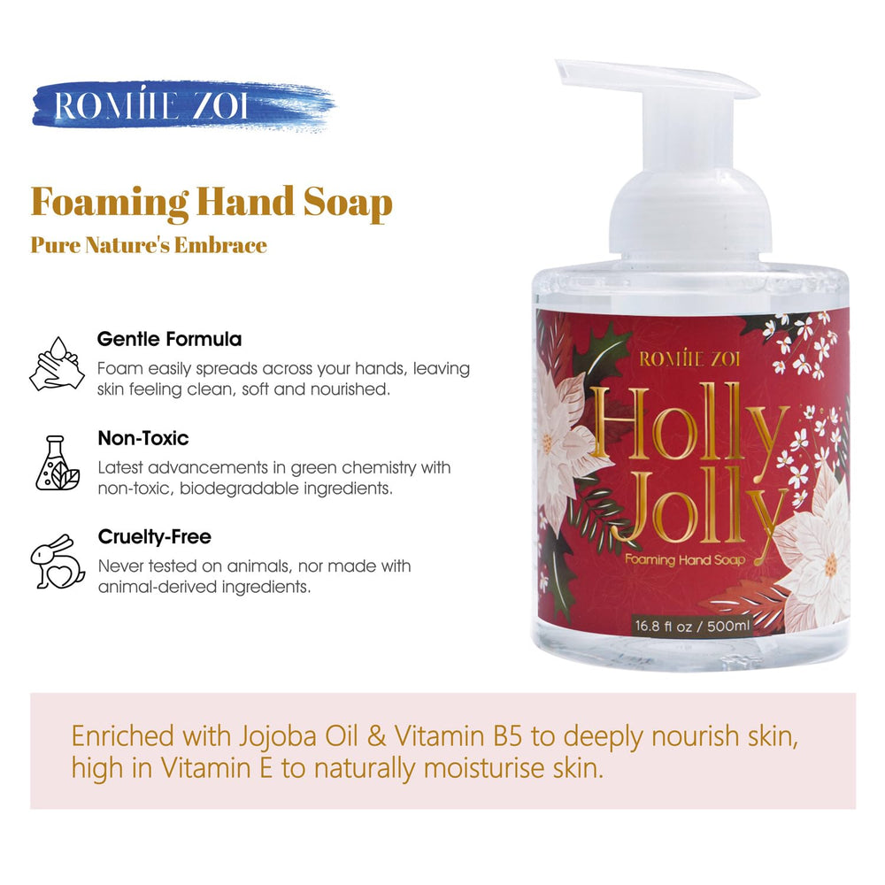 ROMIIE ZOI bottle-foam shot emphasizing rich lather that cleans and nourishes hands
