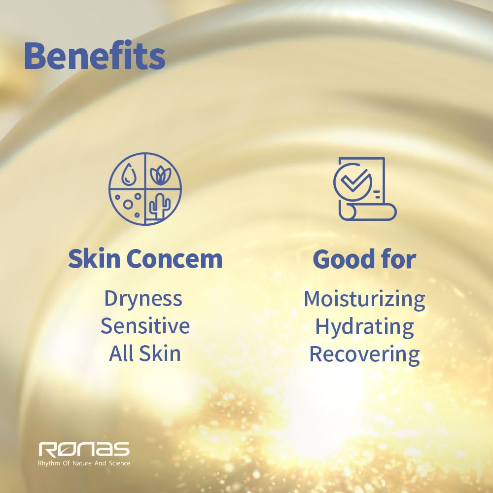Ronas serum bottle label closeup emphasizes key ingredients and usage guidance