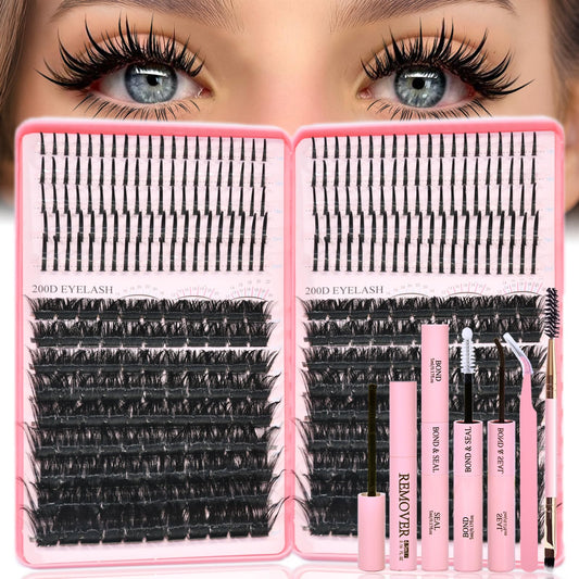 Rootoo lash clusters kit dense 200D for natural fullness.