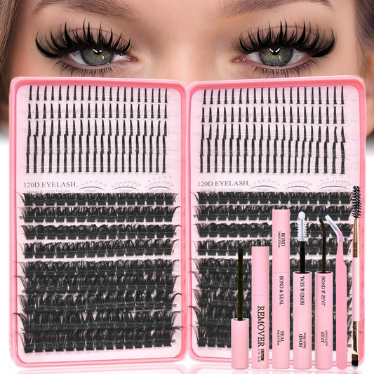 Rootoo Lash Clusters Kit spikes 120D 12-22mm for fuller daily looks.