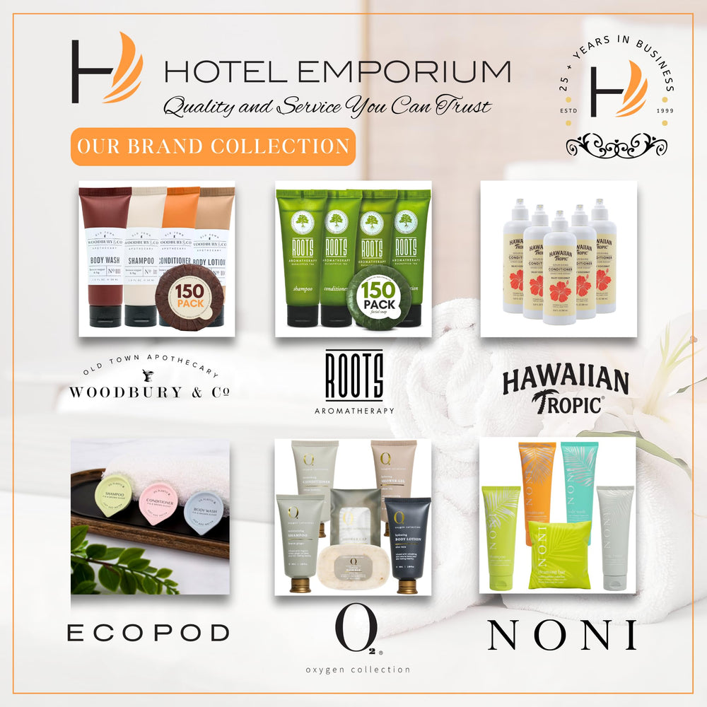 Roots Aromatherapy bulk packaging box for hotel toiletries sets