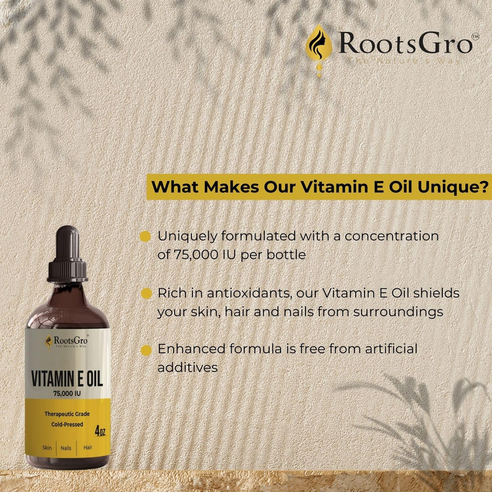 RootsGro Vitamin E Oil spreads smoothly for quick, non-greasy absorption.