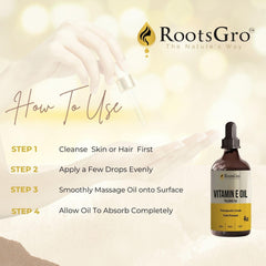 RootsGro Vitamin E Oil travel-size bottle for home and on-the-go.