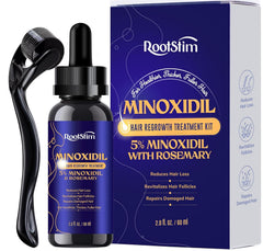 RootStim 5% Minoxidil spray bottle supports visible regrowth on thinning areas.