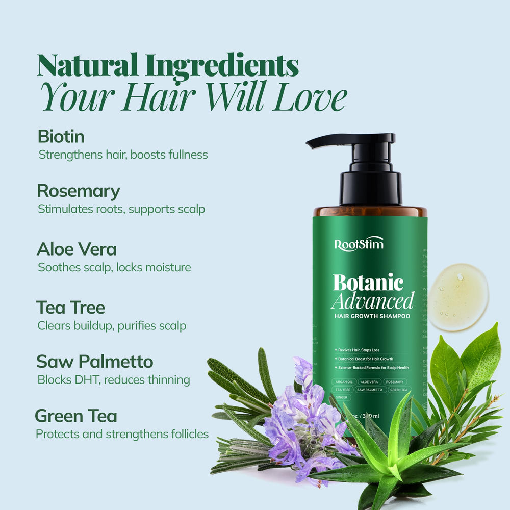 RootStim shampoo lather demonstrating sulfate-free cleansing.