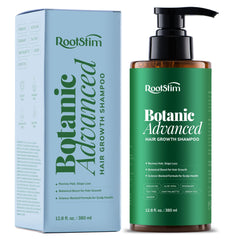 RootStim shampoo bottle with rosemary for scalp care.