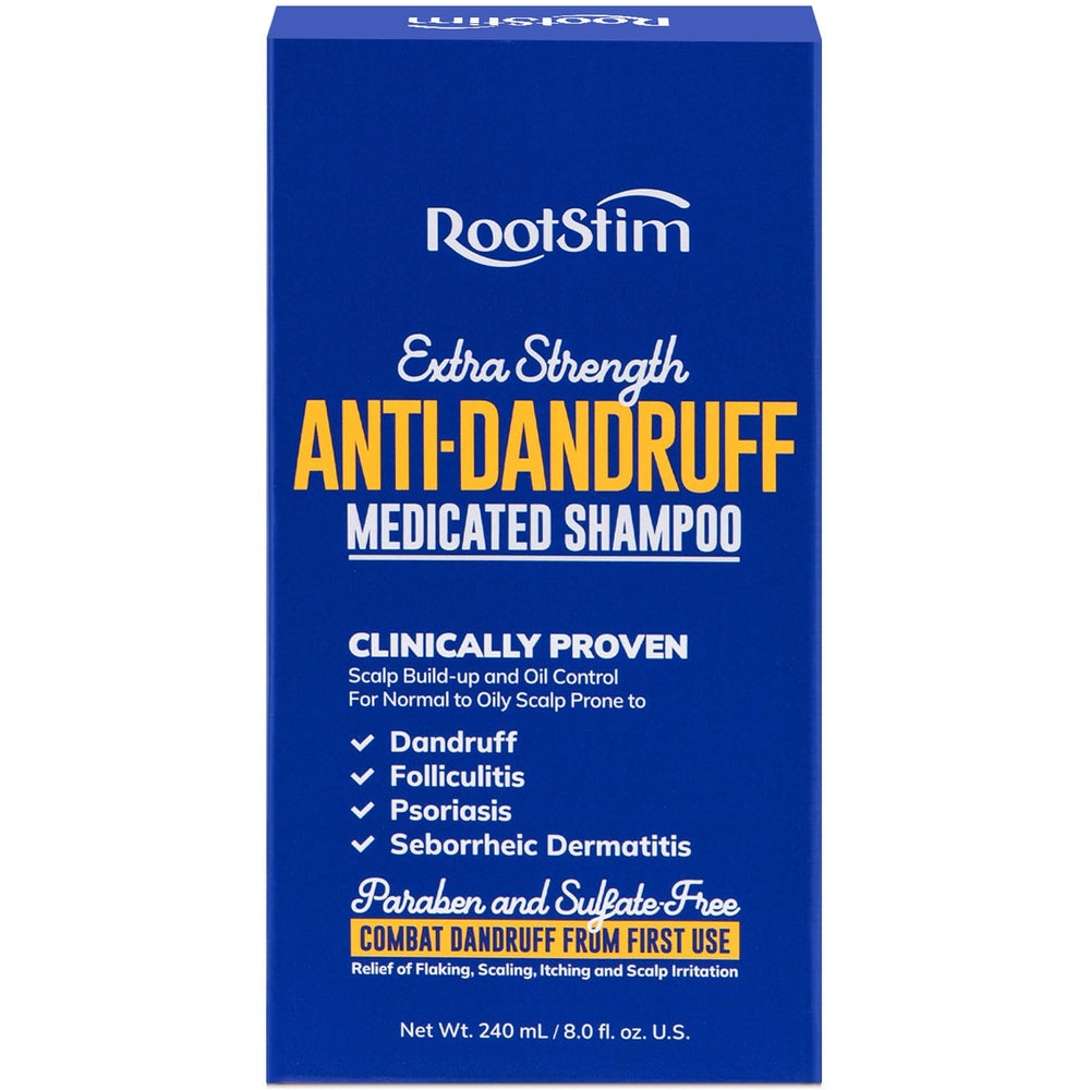 RootStim Seborrheic Dermatitis Shampoo front label with medicated formula