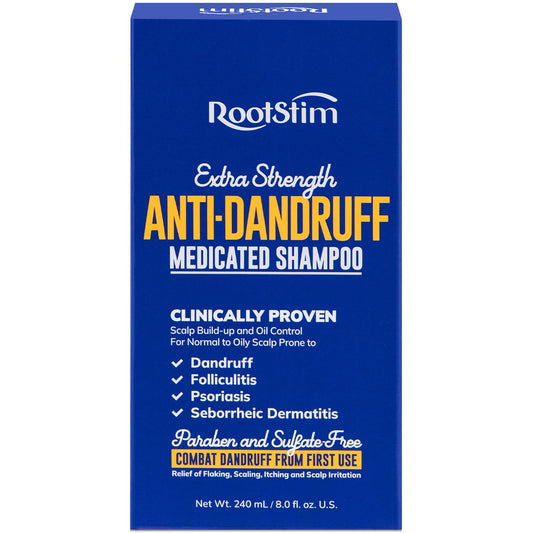 RootStim Seborrheic Dermatitis Shampoo front label with medicated formula