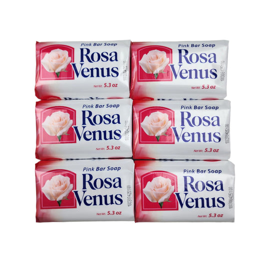 Rosa Venus pink bar soap pack of six for daily cleansing.