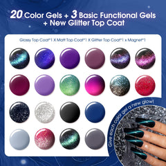 ROSALIND 20-color gel collection laid out for versatile styles.