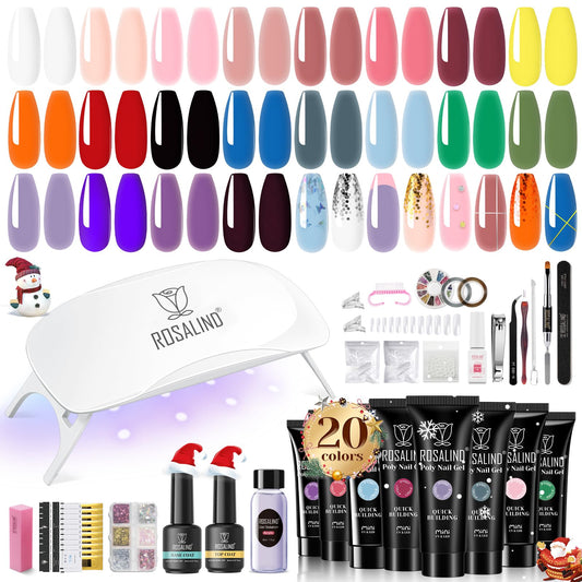 ROSALIND 20-color poly nail gel kit box showcases a complete at-home manicure set.