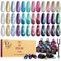 ROSALIND cat-eye gel polish set box with magnet highlights vibrant colors