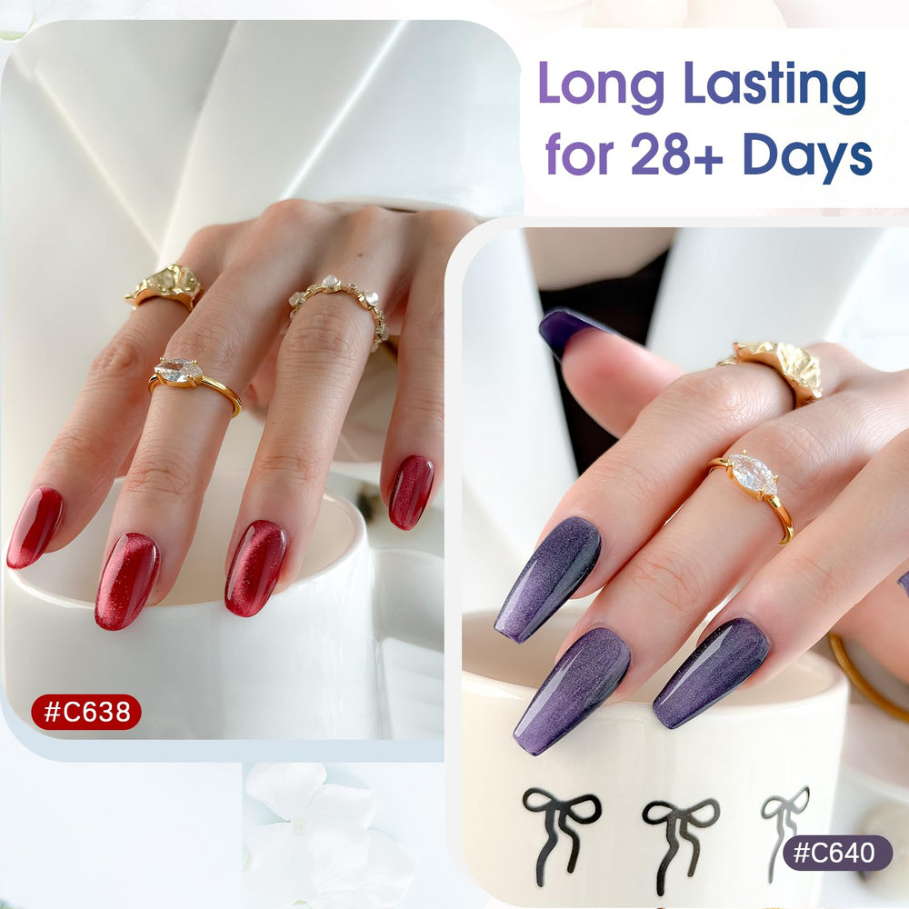 ROSALIND Cat Eye Gel Polish in purple shimmer for chic evening nails