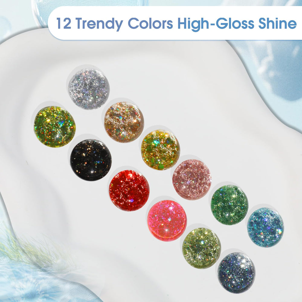 ROSALIND Glitter Sequins Gel Polish glossy top coat finish on nails