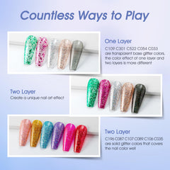 ROSALIND multicolor glitter swatches display vibrant options for creative nail art.