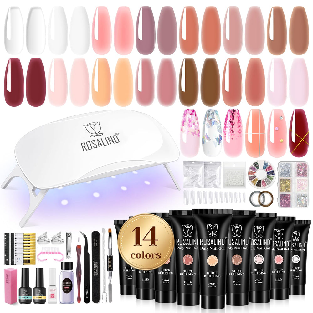ROSALIND poly nail gel kit with 14 colors for versatile at-home looks.