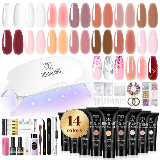 ROSALIND poly nail gel kit with 14 colors for versatile at-home looks.