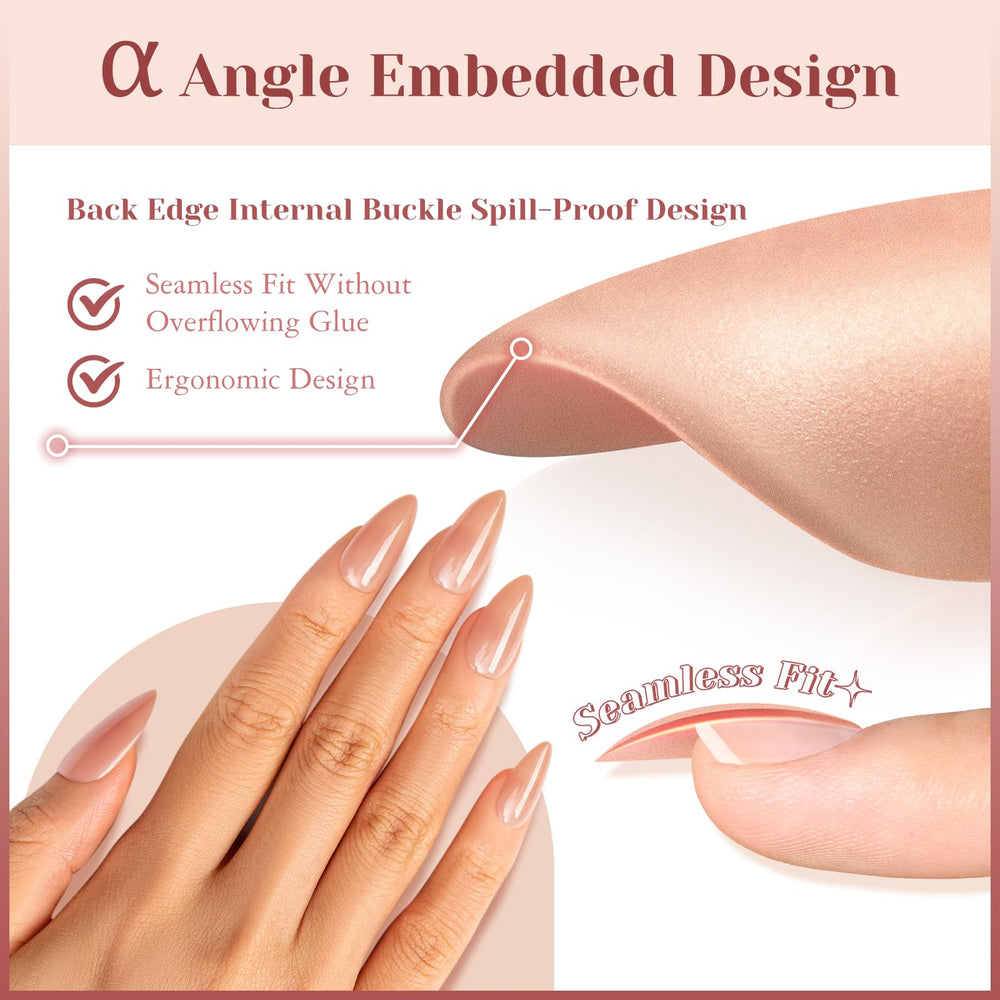 ROSALIND almond nude tips with 1mm front edge for stronger extensions