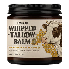 Roseblem whipped tallow balm face jar showing nourishing moisture for sensitive skin